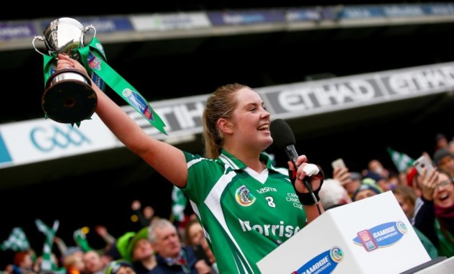 Aisling McCarthy lifts the cup