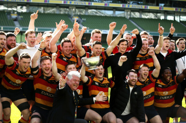Lansdowne celebrate with the cup after the game