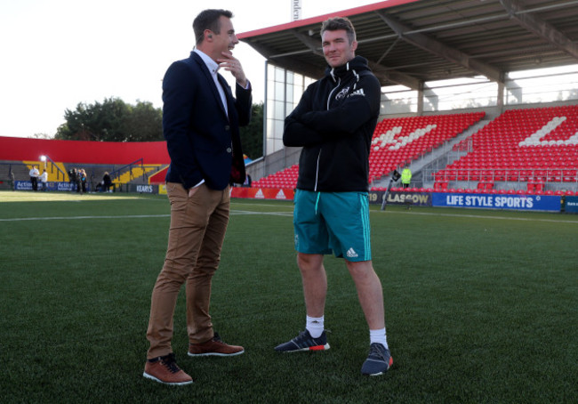Tommy Bowe and Peter O'Mahony before the game