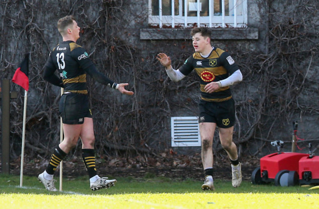 Alan Tynan celebrates his try