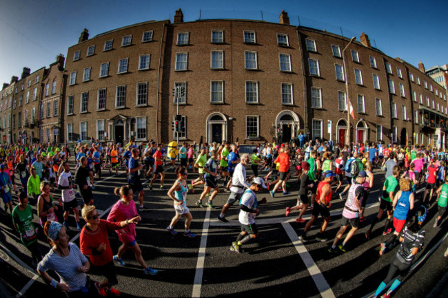 A view of the Dublin Marathon as runners make there way down Leeson Street