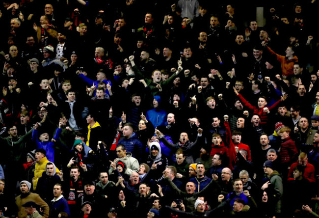 Bohs' fans celebrate the first goal