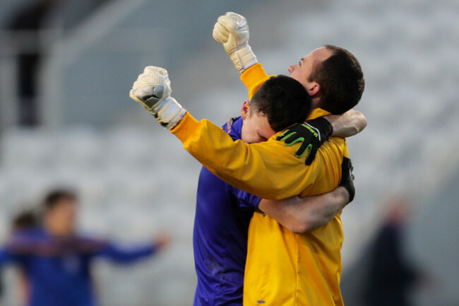 John Kerins and Colm Scully celebrate at the final whistle