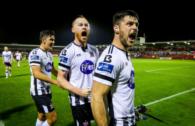 Jamie McGrath, Chris Shields and Patrick Hoban celebrate