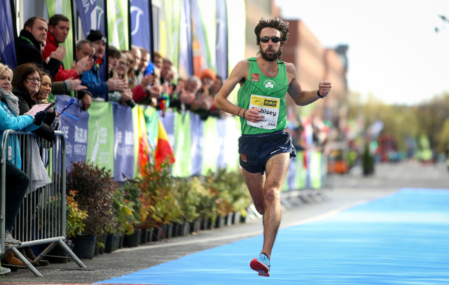 Mick Clohisey finishes in sixth overall and winner of the Irish National Marathon title