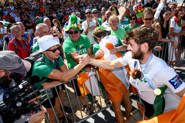 Paul and Gary O'Donovan celebrate with supporters