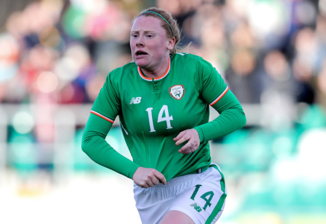 Amber Barrett celebrates scoring her sides second goal