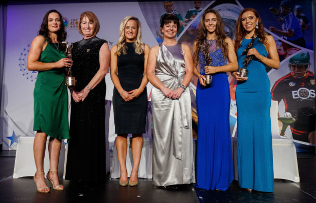 Kathleen Woods ,Gemma Begley, Deirdre Ashe, Saoirse McCarthy and Caragh Dawson after receives their Player's Player Of The Year awards