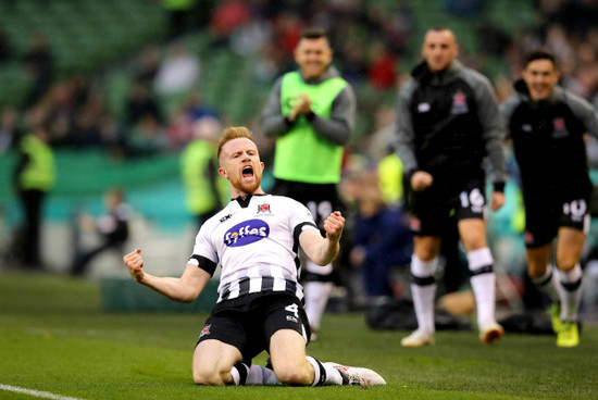 Sean Hoare celebrates scoring