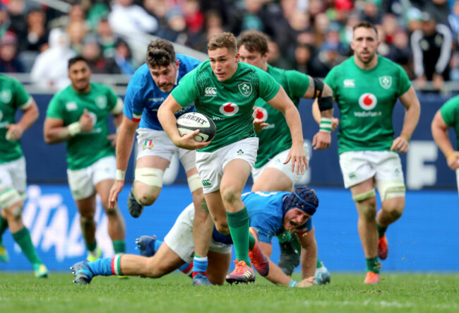 Jordan Larmour makes a break