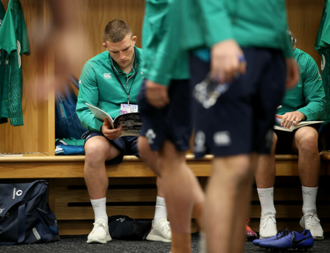 Andrew Conway in the changing rooms ahead of the game