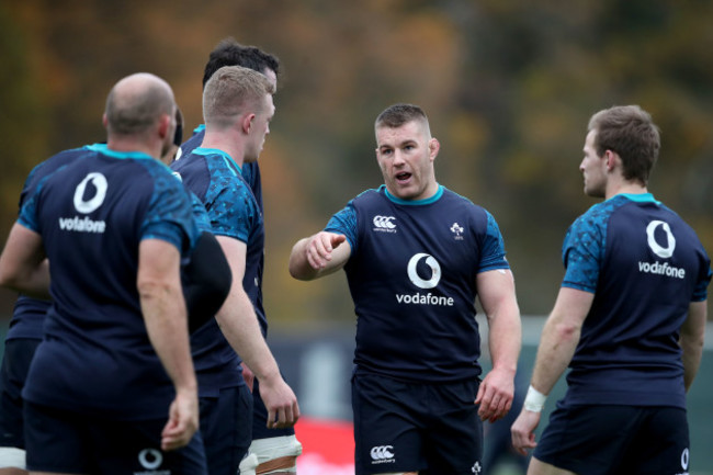 Sean O'Brien speaks with James Ryan, Dan Leavy, Rory Best and Kieran Marmion