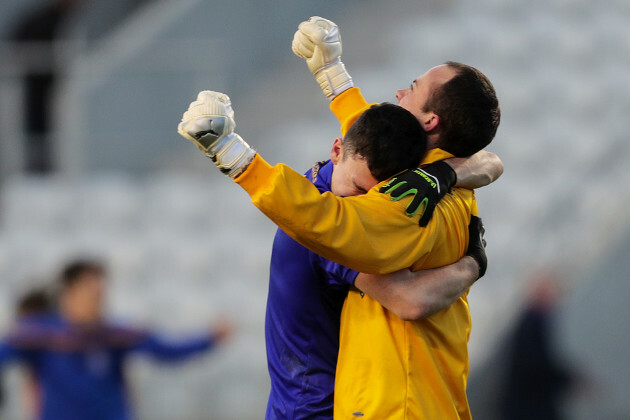 John Kerins and Colm Scully celebrate at the final whistle