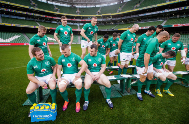 Sean Cronin, Sean O'Brien and Cian Healy share a joke