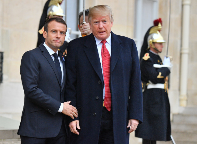 Emmanuel Macron receives Donald Trump at Elysee - Paris