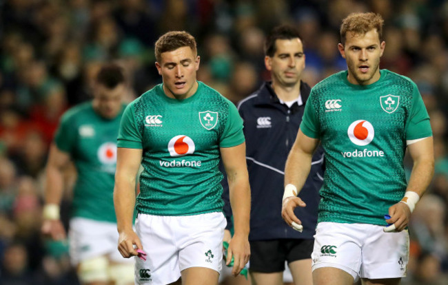 Jordan Larmour dejected after conceding a try