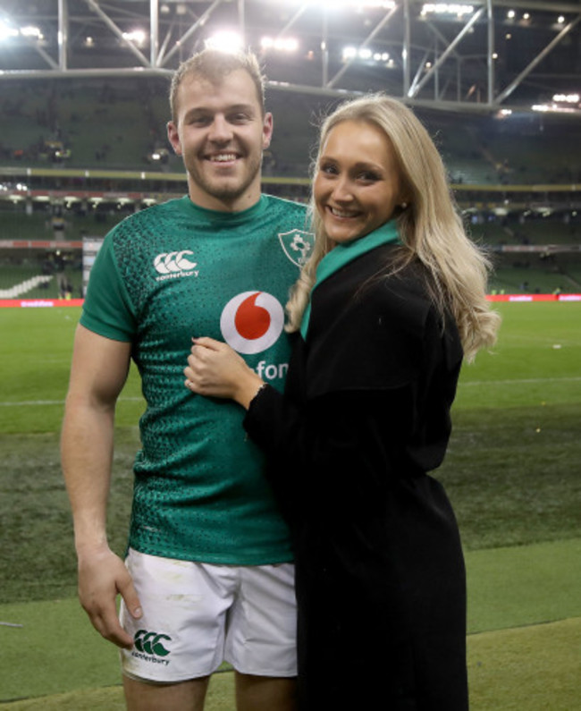 Will Addison with girlfriend Emma after the game