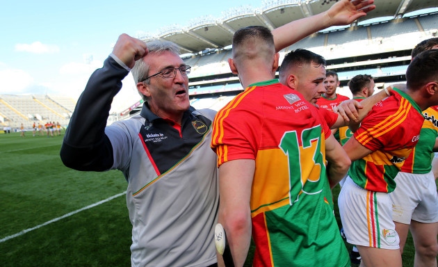 Colm Bonnar celebrates with his players after the game