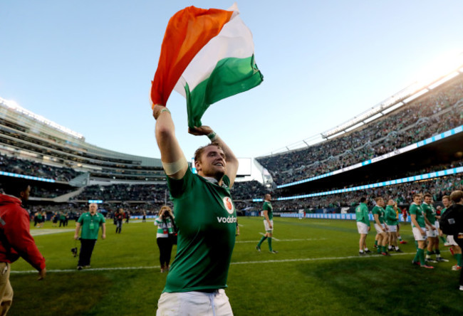 Jamie Heaslip celebrates winning