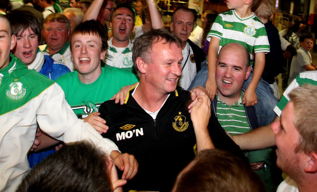Michael O'Neill surrounded by fans