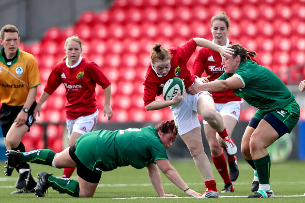 Laura Sheehan tackled by Ciara O’Connor and Laura Feely