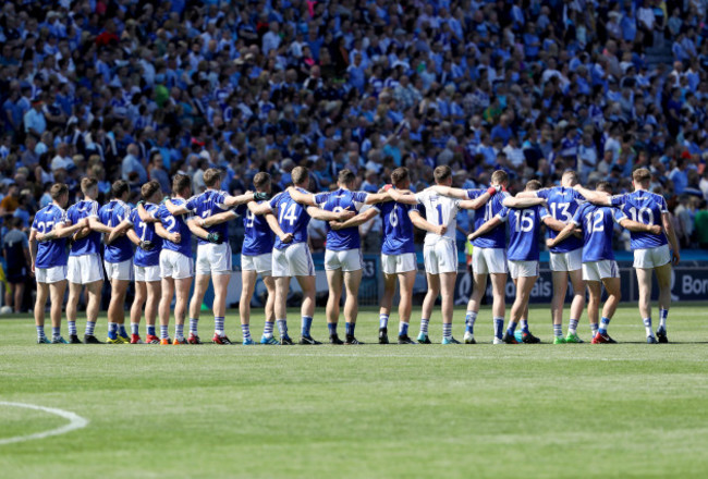 Laois team during the national anthem