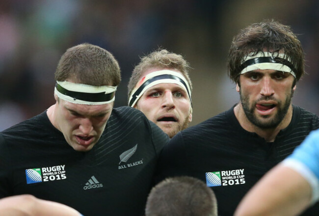 New Zealand&Otilde;s Brodie Retallick Kieran Read and Sam Whitelock