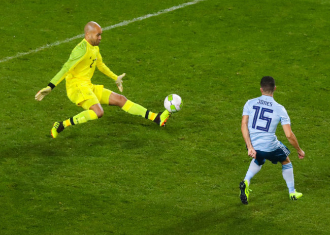 Darren Randolph saves a shot from Jordan Jones