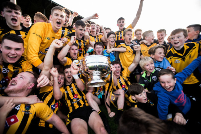 Dunboyne celebrate after the game with the trophy