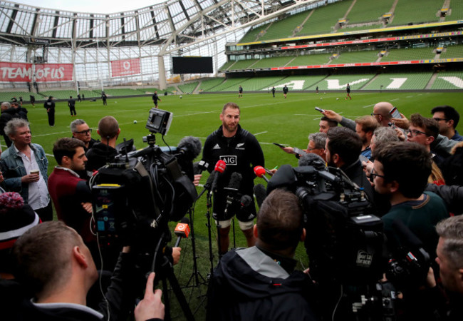 Kieran Read speaks to the media