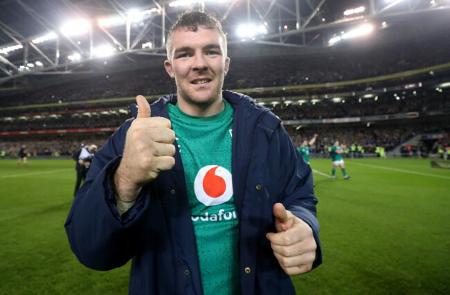 Peter O'Mahony celebrates winning
