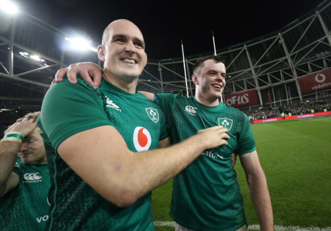 Devin Toner and James Ryan celebrate winning
