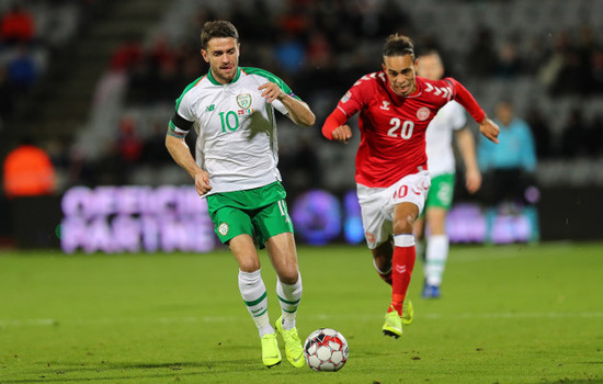 Robbie Brady with Yussuf Poulsen