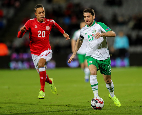 Robbie Brady with Yussuf Poulsen