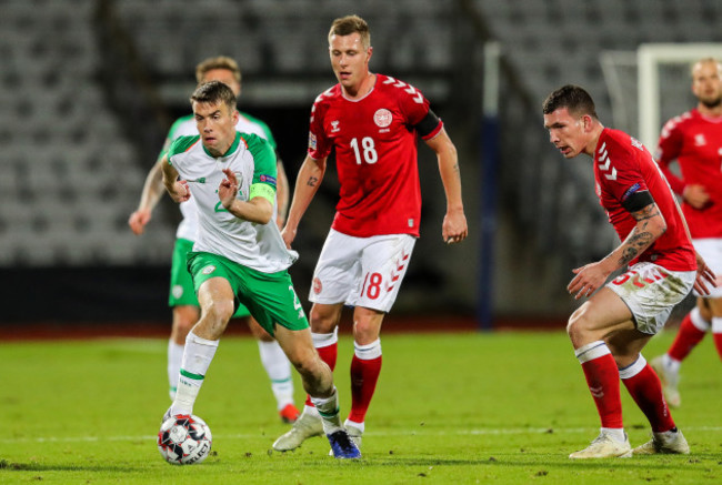 Seamus Coleman with Lukas Lerager and Pierre Emile Hojbjerg