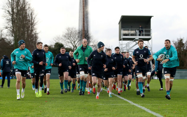 A view of the Ireland squad during training