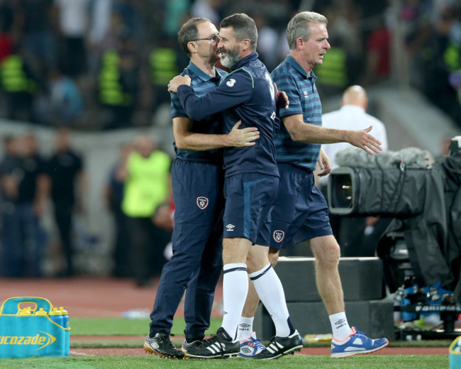 Martin O'Neill and Roy Keane at the end of the game