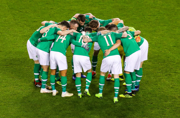 The Republic of Ireland team huddle
