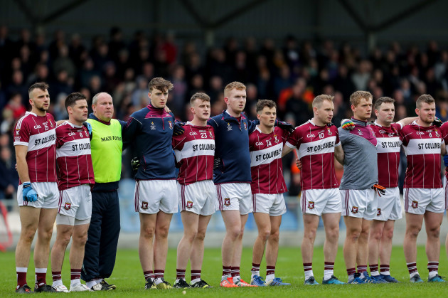 Mullinalaghta players line up for the National Anthem