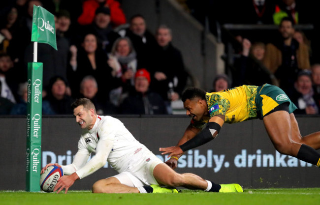 Jonny May scores a try