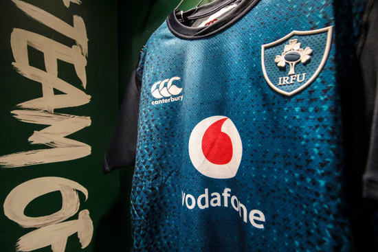 A view of the Ireland jerseys in the dressing room ahead of today's game