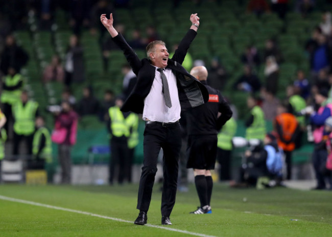 Stephen Kenny celebrates the final whistle