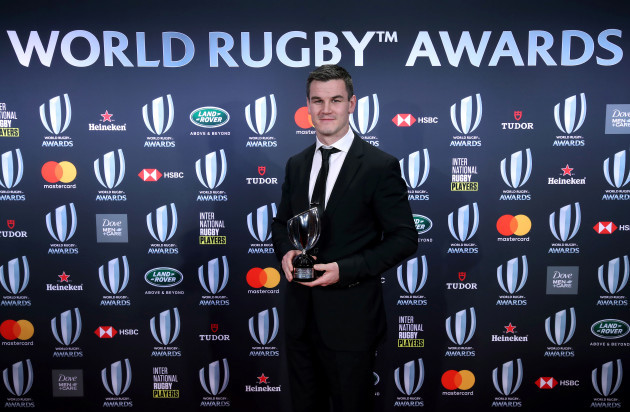 Johnny Sexton with his World Rugby Player of the Year 2018 award