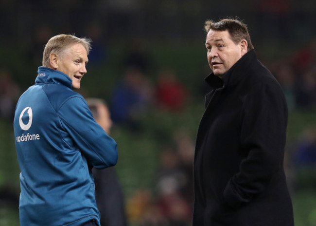 Joe Schmidt and Steve Hansen before the game