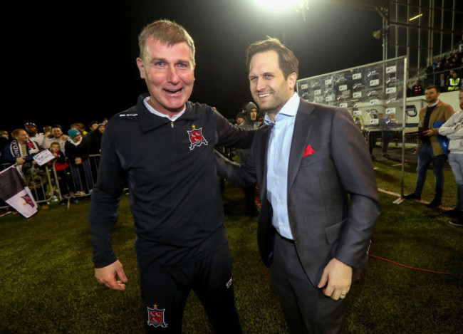 Stephen Kenny celebrates with Mike Treacy