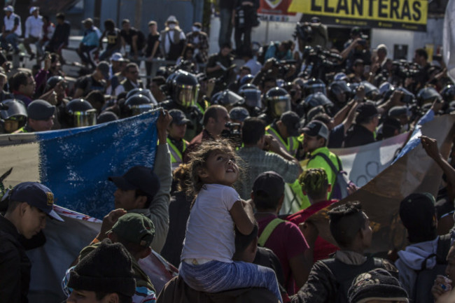 Migrants on the border with the USA