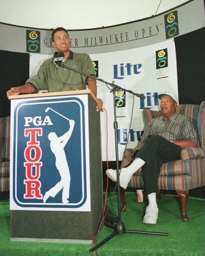 Tiger Woods and his father Earl 28/8/1996