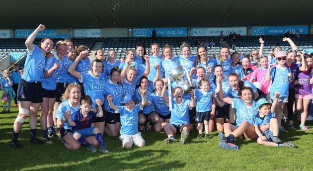 The Dublin team celebrate after the game