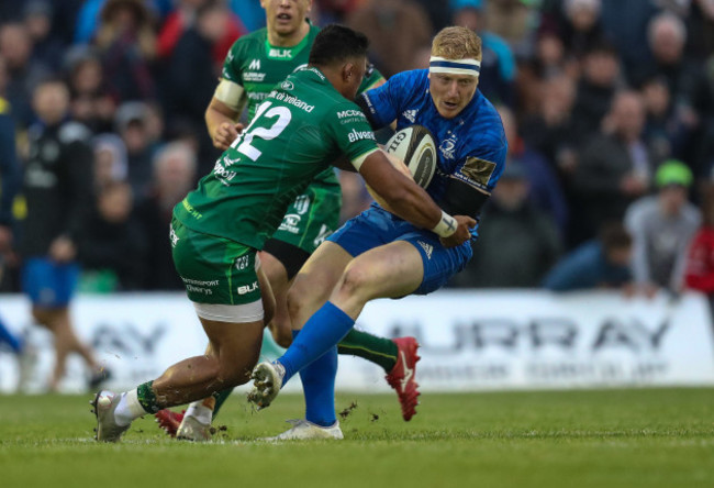 Leinsters James Tracy is tackled by Connacht's Bundee Aki