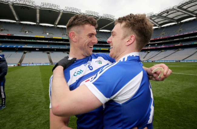 Colm Begley and Ross Munnelly celebrate after the game